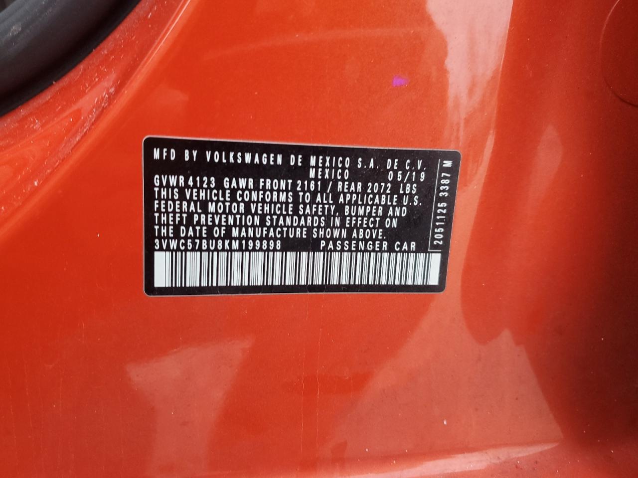 Lot #3309326995 2019 VOLKSWAGEN JETTA S