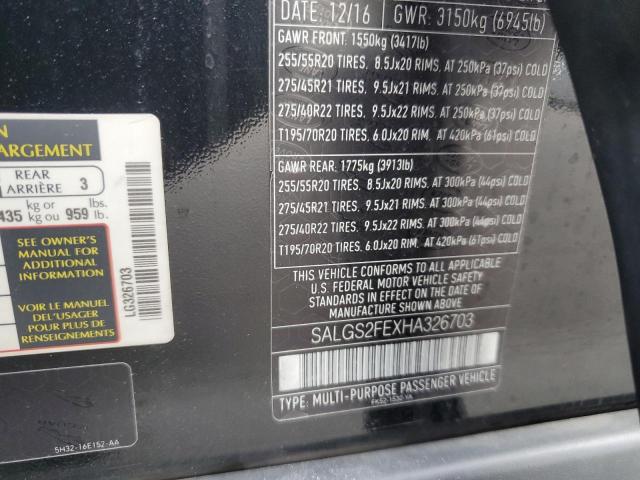 2017 LAND ROVER RANGE ROVE #3305522070