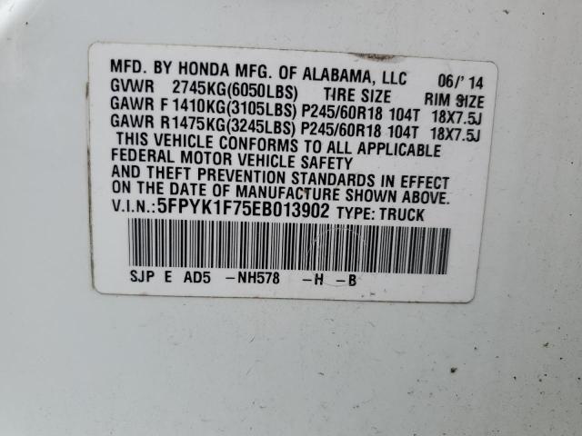 2014 HONDA RIDGELINE - 5FPYK1F75EB013902