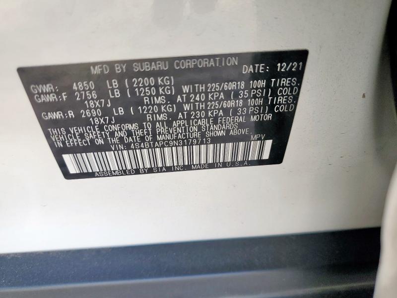 2022 SUBARU OUTBACK TO #3317030980