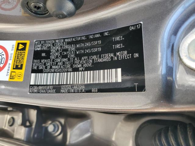 2017 TOYOTA HIGHLANDER - 5TDYZRFH5HS209186