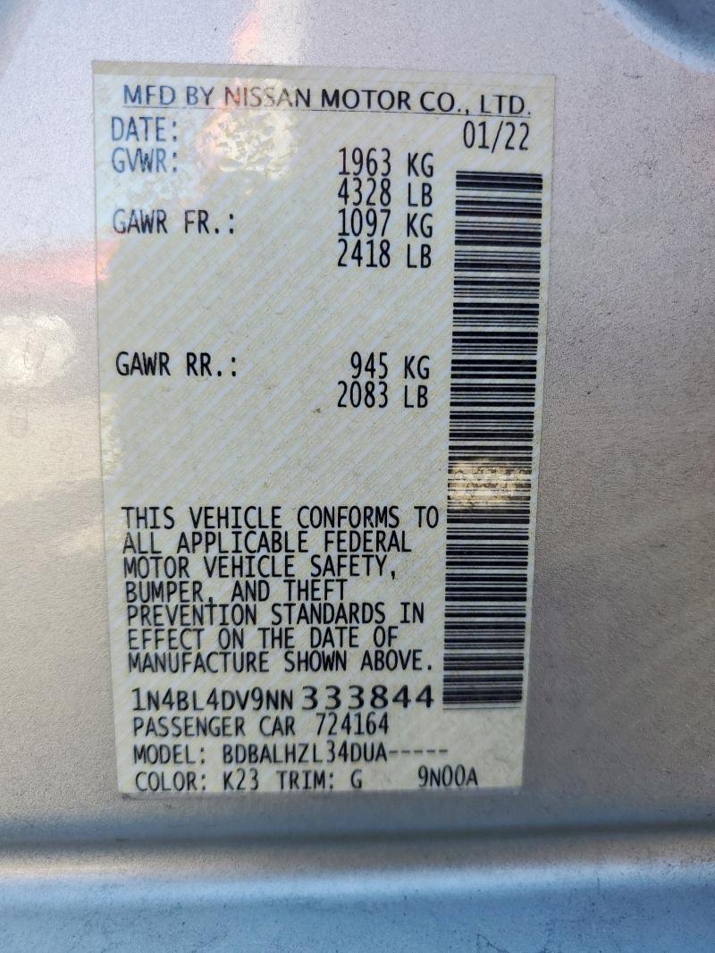 2022 NISSAN ALTIMA SV #3301908436