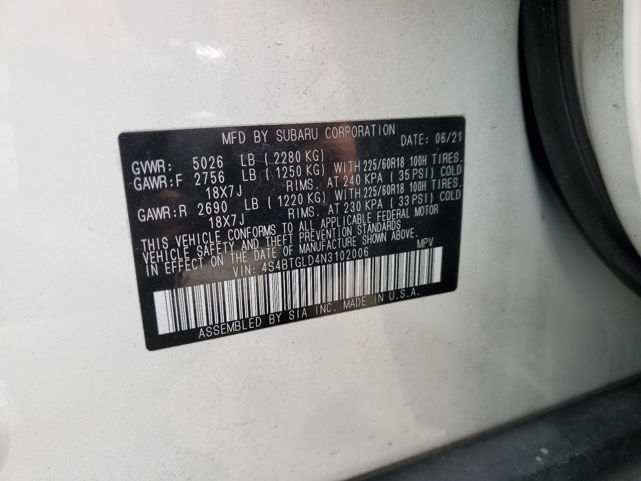 SUBARU OUTBACK ONYX EDITION XT