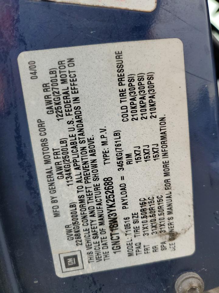 Lot #3316076236 2000 CHEVROLET BLAZER