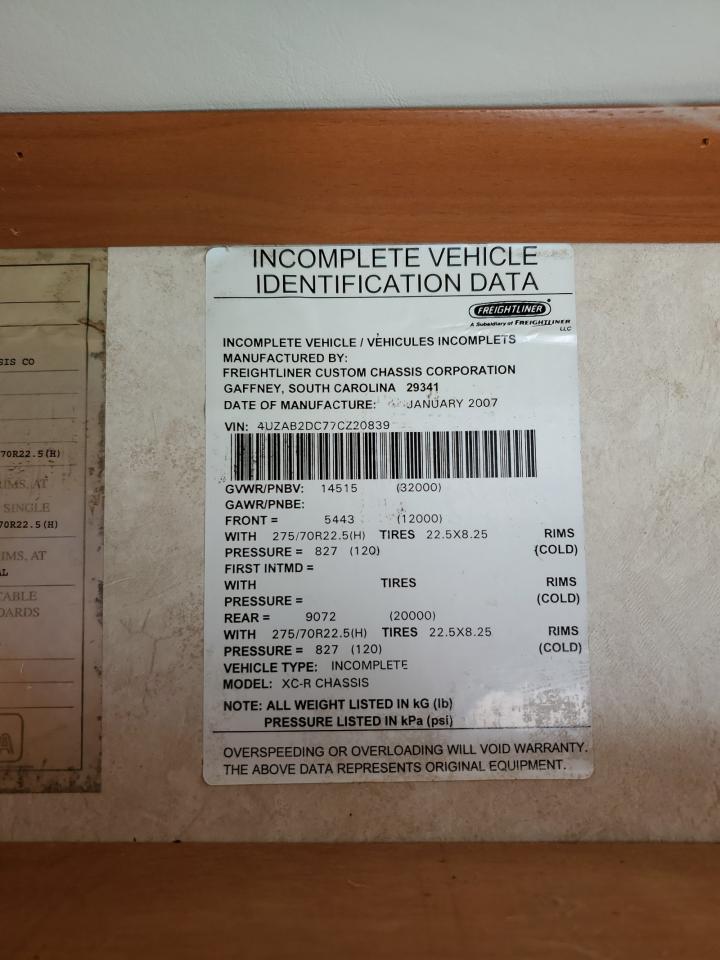 Lot #3293410080 2007 FREIGHTLINER CHASSIS X