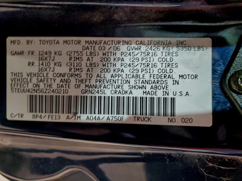 2006 TOYOTA TACOMA ACC #3297989057