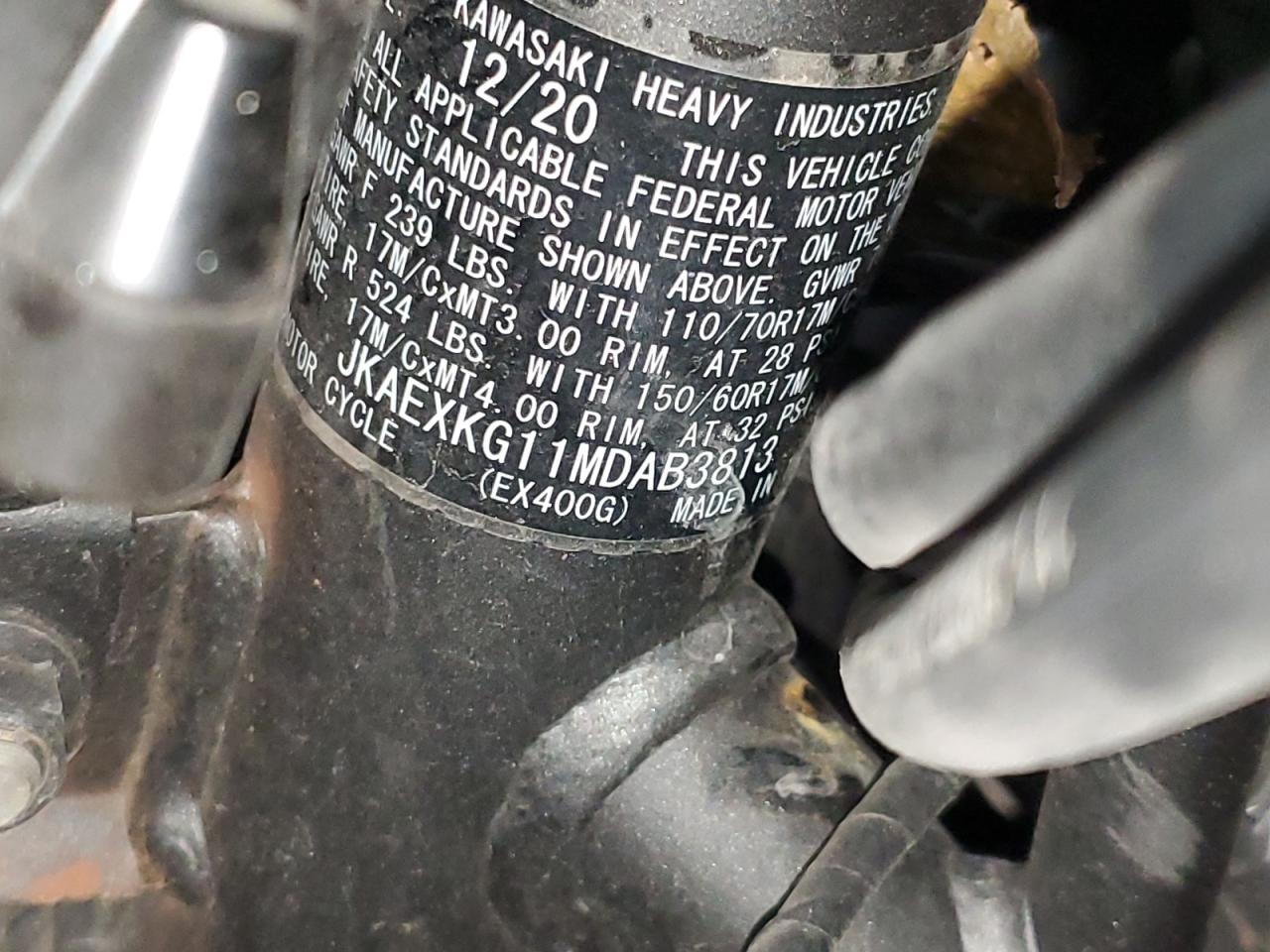 Lot #3302092118 2021 KAWASAKI EX400