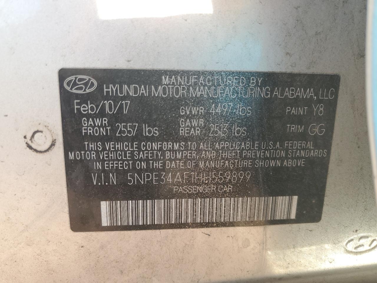 Lot #3287438992 2017 HYUNDAI SONATA SPO