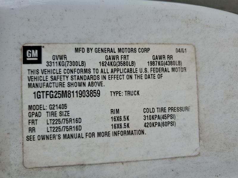 2001 GMC SAVANA G25 #3309413986