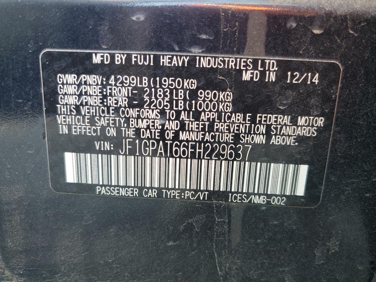 SUBARU IMPREZA SPORT