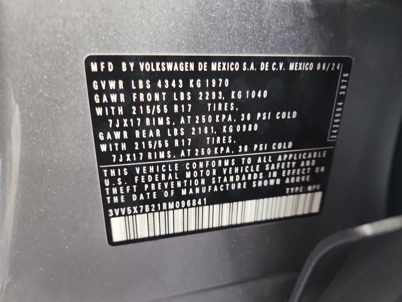 Lot #3309640077 2024 VOLKSWAGEN TAOS S