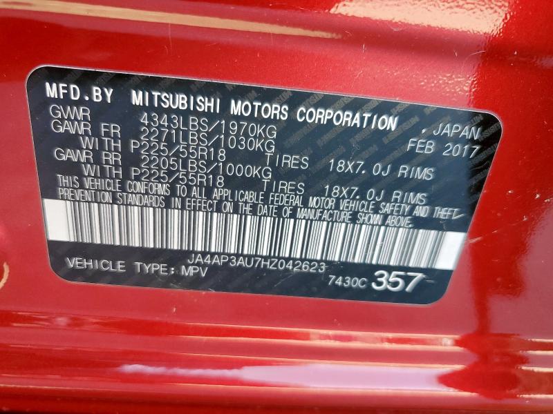 2017 MITSUBISHI OUTLANDER - JA4AP3AU7HZ042623