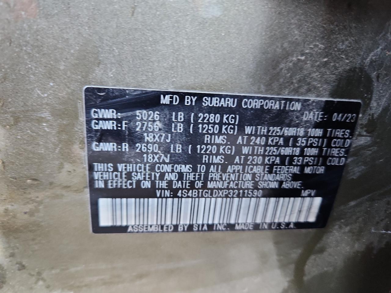 SUBARU OUTBACK ONYX EDITION XT