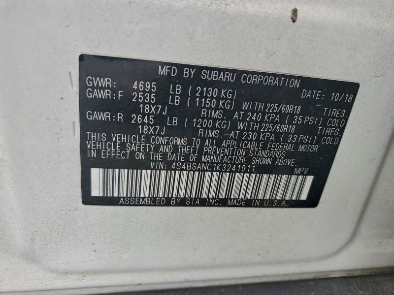 2019 SUBARU OUTBACK 2. #3302762370