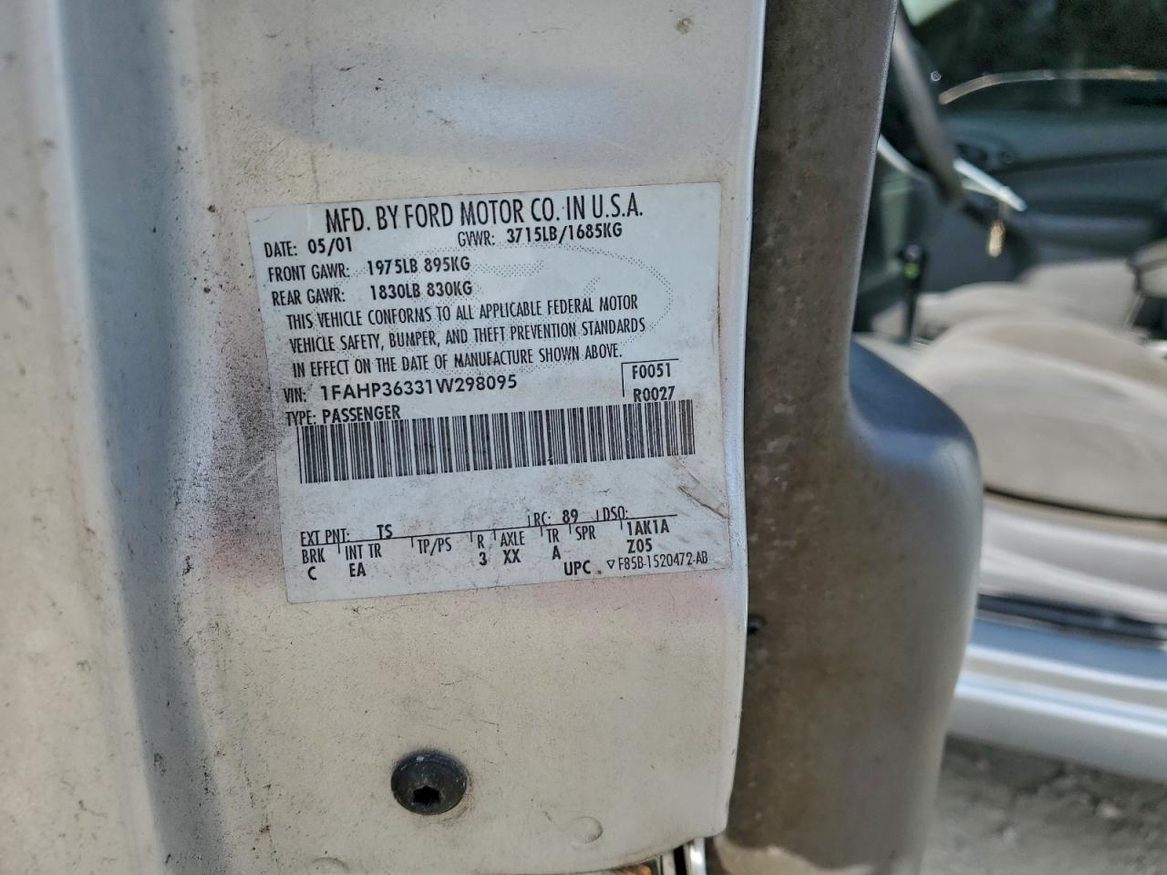 Lot #3301834428 2001 FORD FOCUS SE