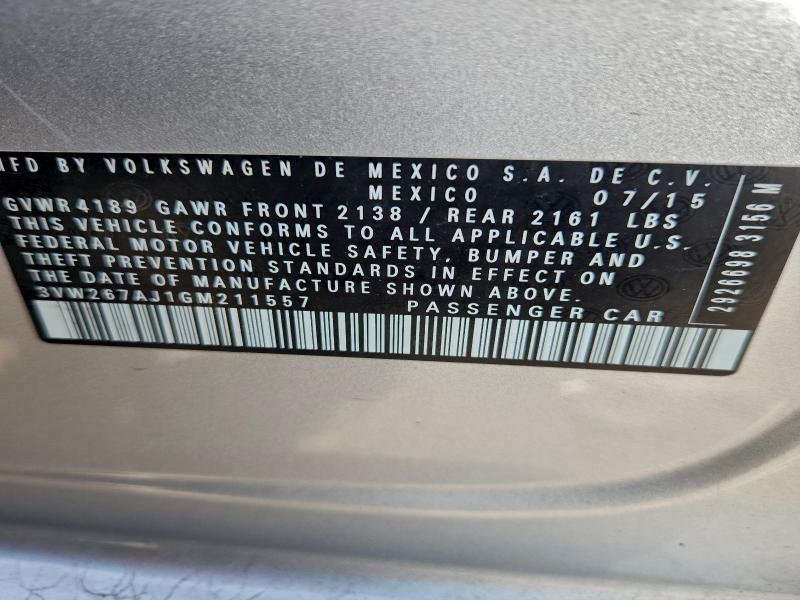 2016 VOLKSWAGEN JETTA S #3303925709