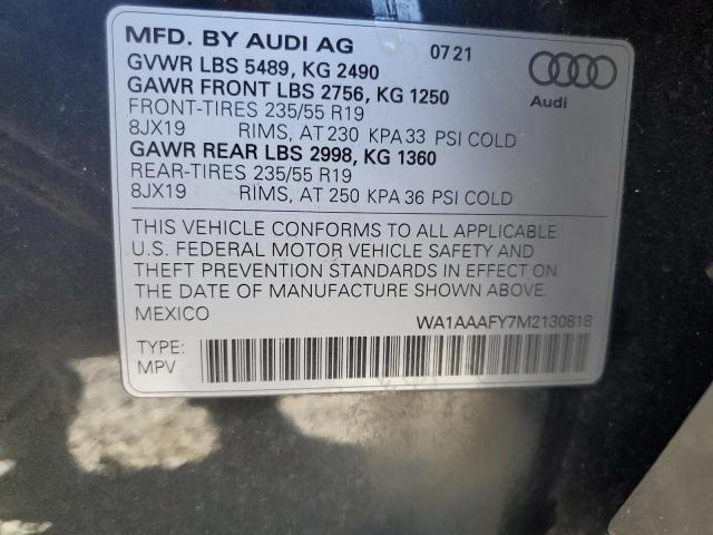 2021 AUDI Q5 PREMIUM - WA1AAAFY7M2130818