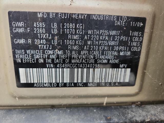 2010 SUBARU OUTBACK 2. - 4S4BRCGC1A3340298