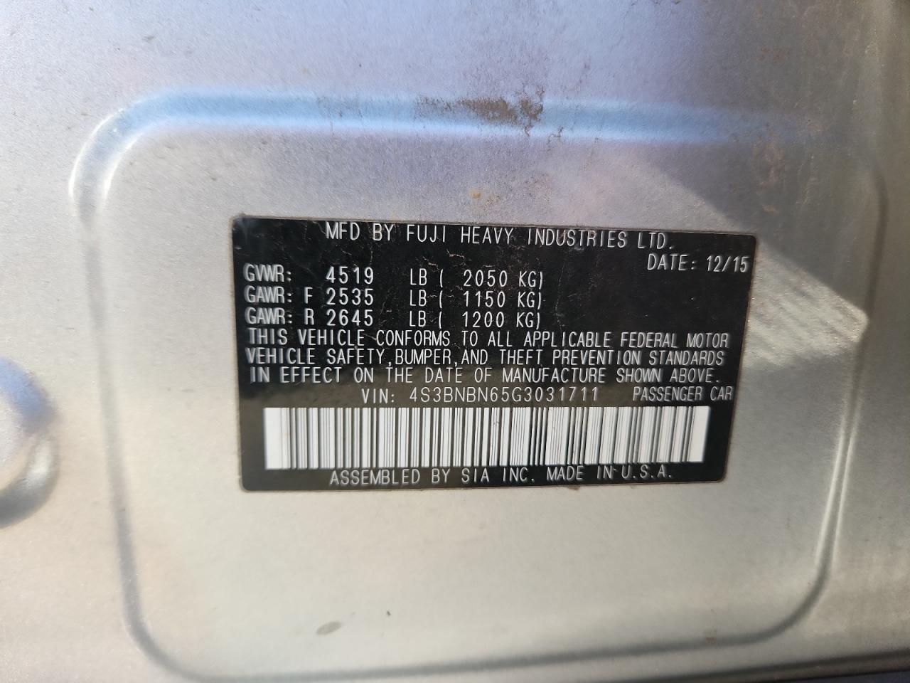 SUBARU LEGACY 2.5I LIMITED