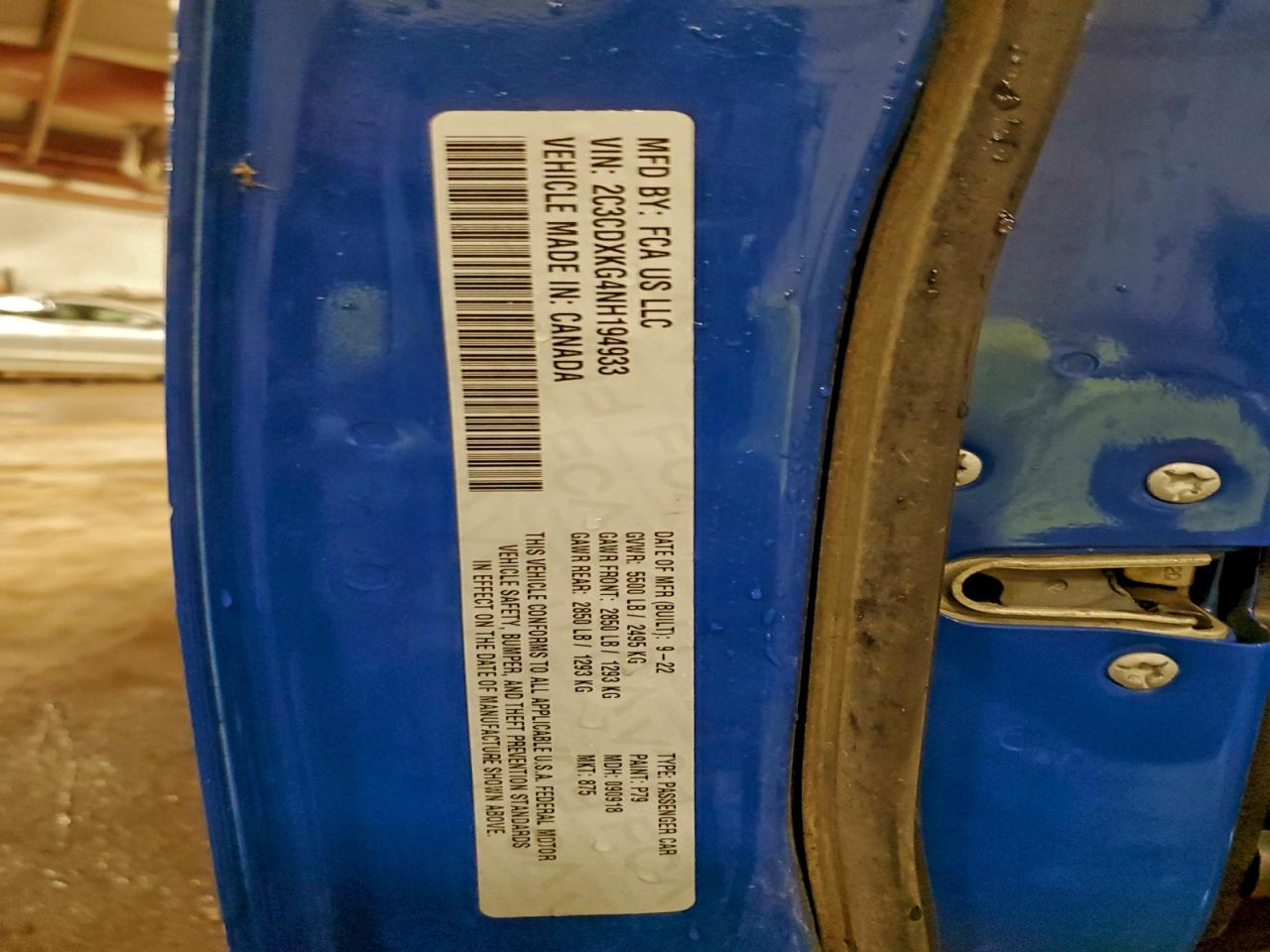 Lot #3305361339 2022 DODGE CHARGER PO