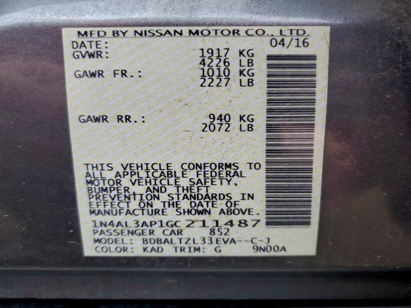 2016 NISSAN ALTIMA 2.5 #3294375101