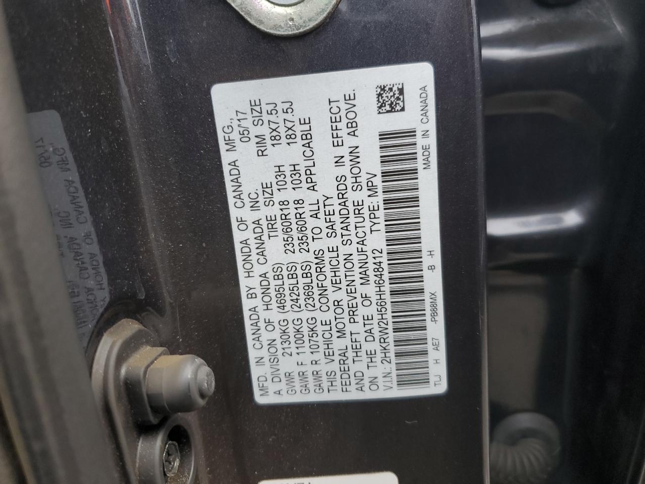 Lot #3311676228 2017 HONDA CR-V EX