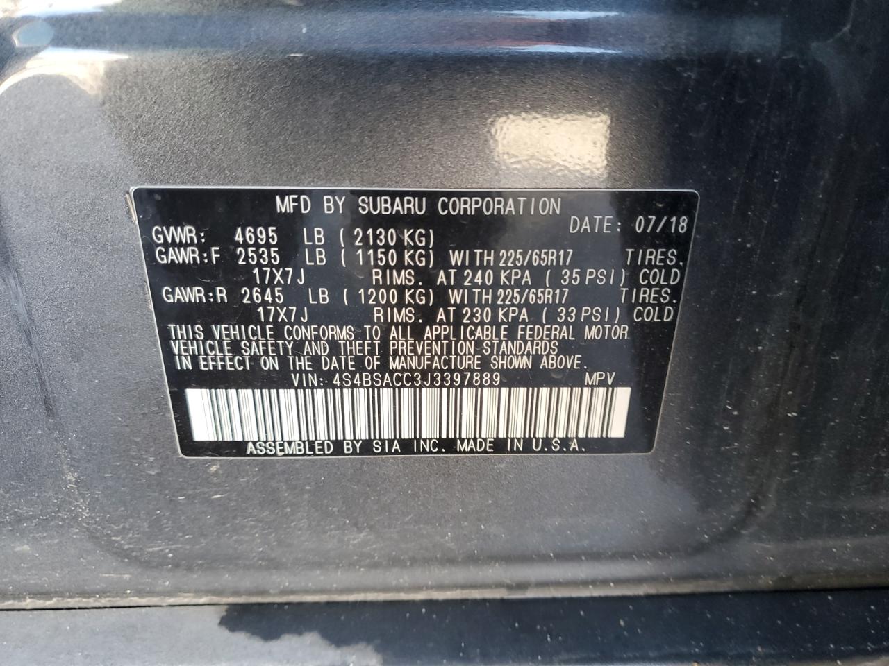 SUBARU OUTBACK 2.5I PREMIUM