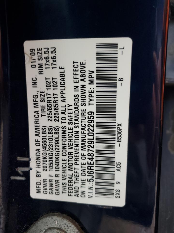 Lot #3302179763 2009 HONDA CR-V EXL