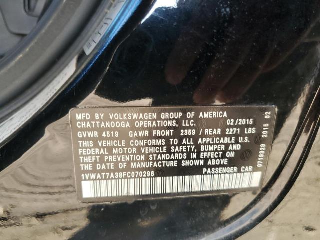 2015 VOLKSWAGEN PASSAT S 1VWAT7A38FC070296
