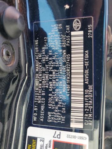 2012 TOYOTA CAMRY BASE #3293476456