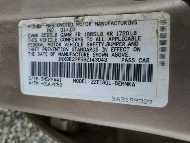 2003 TOYOTA COROLLA CE #3285763650