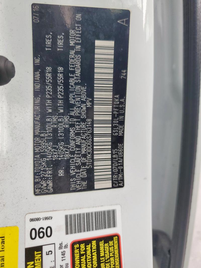 2016 TOYOTA SIENNA XLE #3318097401