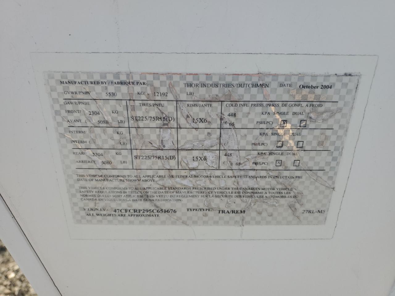 Lot #3287629061 2005 COLO TRAVEL TRA