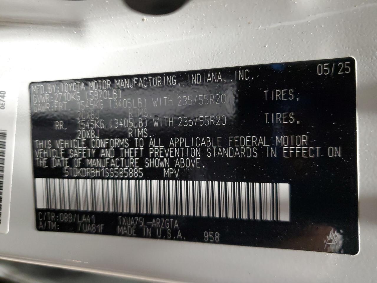 Lot #3301940444 2025 TOYOTA HIGHLANDER