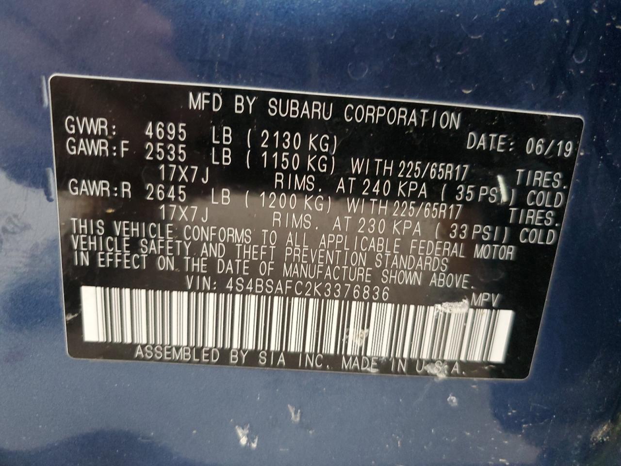 SUBARU OUTBACK 2.5I PREMIUM