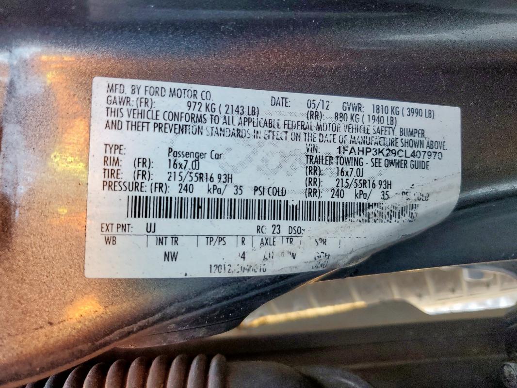 2012 FORD FOCUS SE #3292614606