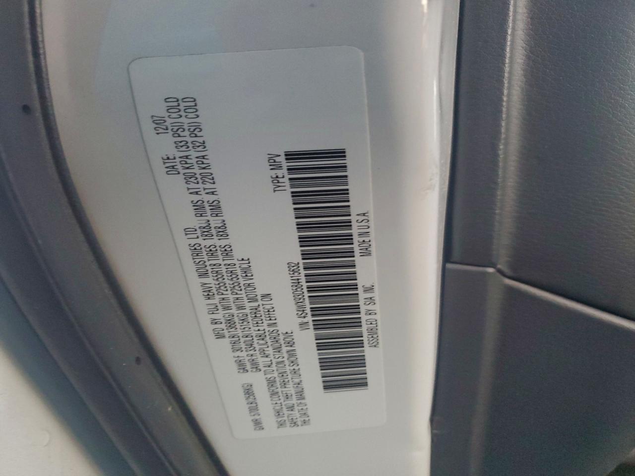 Lot #3297854795 2008 SUBARU TRIBECA LI