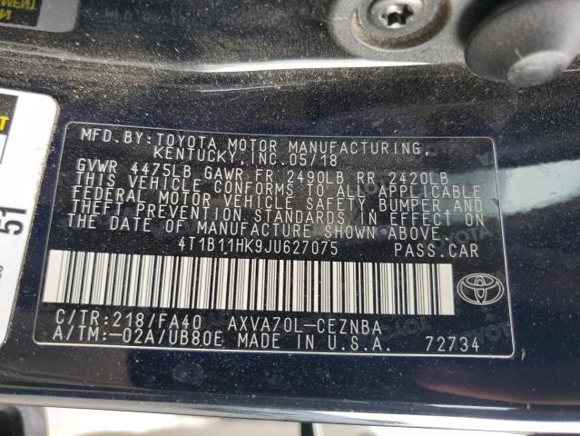 2018 TOYOTA CAMRY L #3302929643