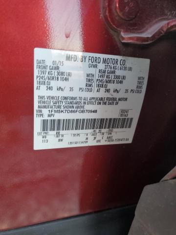 2015 FORD EXPLORER X - 1FM5K7D86FGB70948