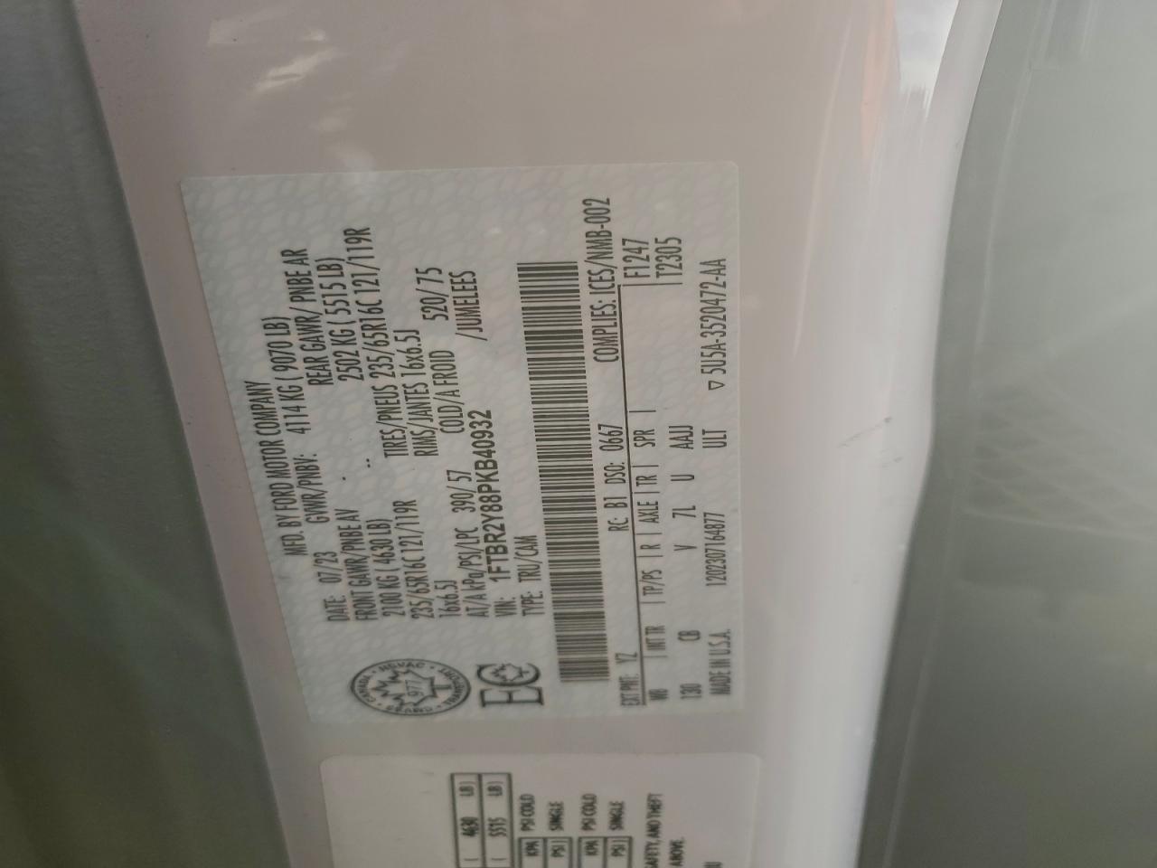 Lot #3301708363 2023 FORD TRANSIT T-