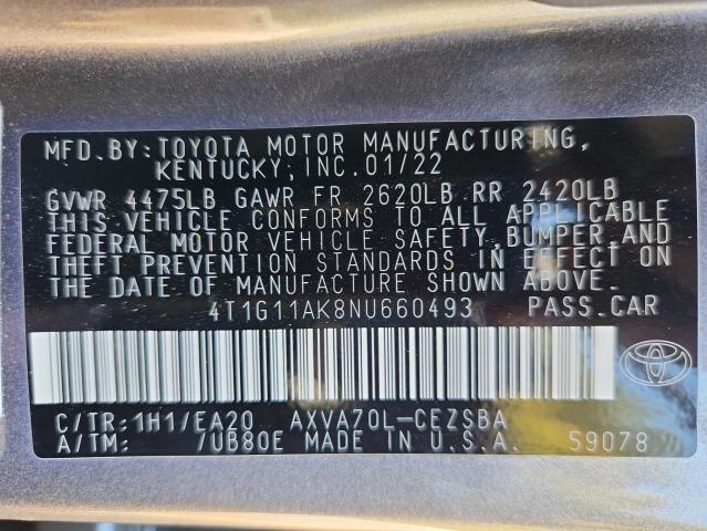 2022 TOYOTA CAMRY SE #3293495435