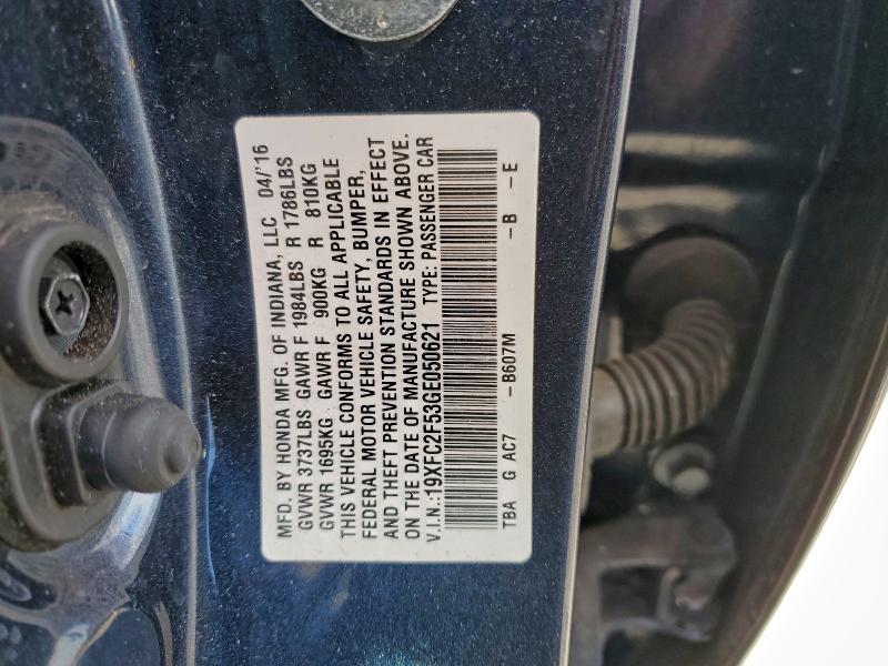 2016 HONDA CIVIC LX #3305551107