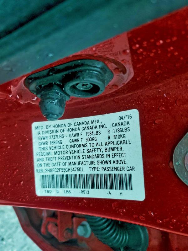 2016 HONDA CIVIC LX #3311623232