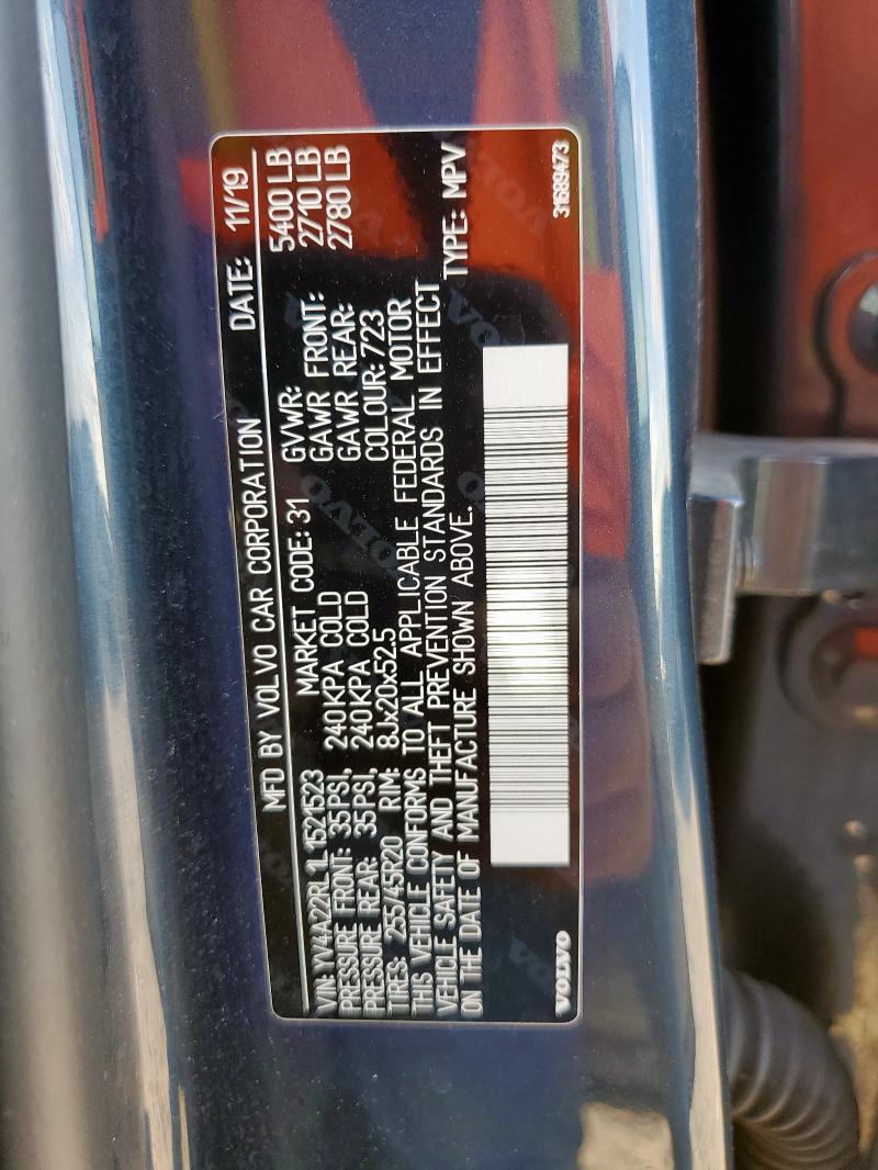 2020 VOLVO XC60 T6 IN - YV4A22RL1L1521523