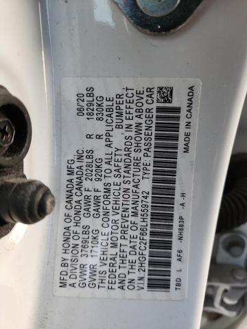 2020 HONDA CIVIC LX #3296522348