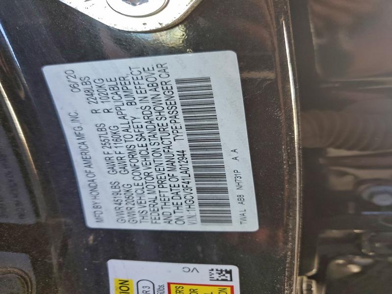 2020 HONDA ACCORD HYB #3304501538