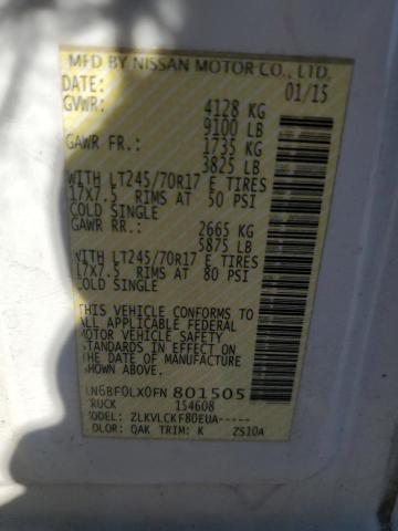 2015 NISSAN NV 2500 1N6BF0LX0FN801505