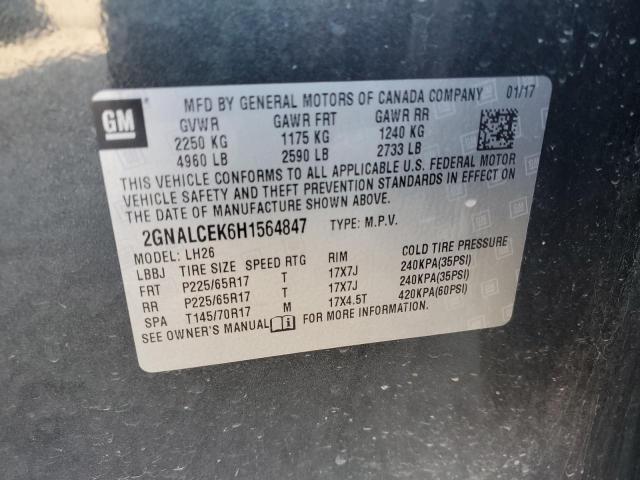 2017 CHEVROLET EQUINOX LT - 2GNALCEK6H1564847