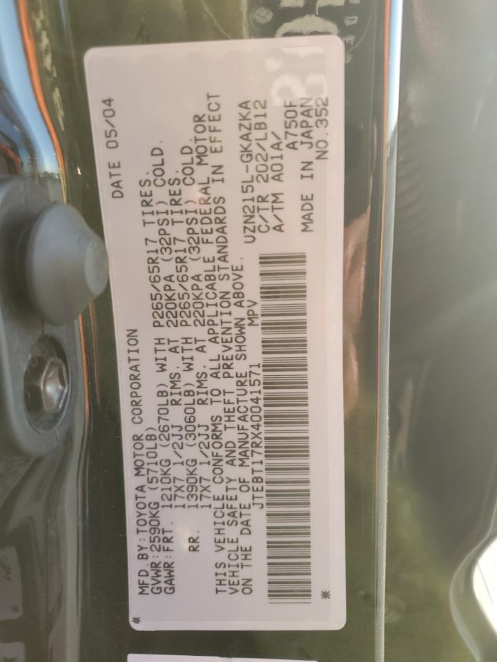 Lot #3298060168 2004 TOYOTA 4RUNNER LI