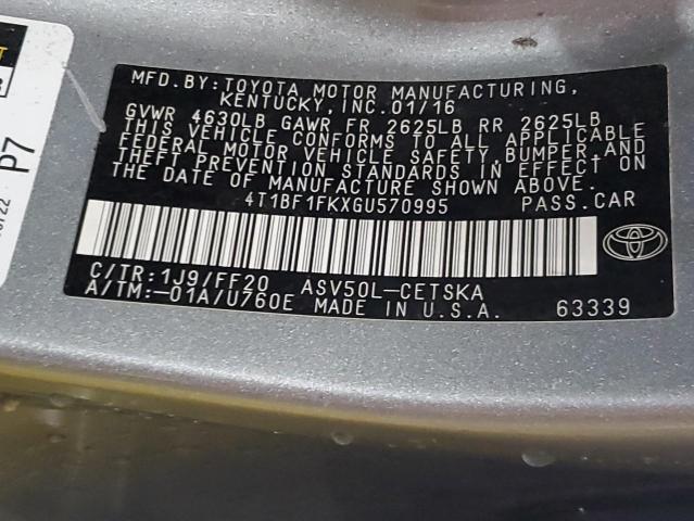 2016 TOYOTA CAMRY LE #3303588929